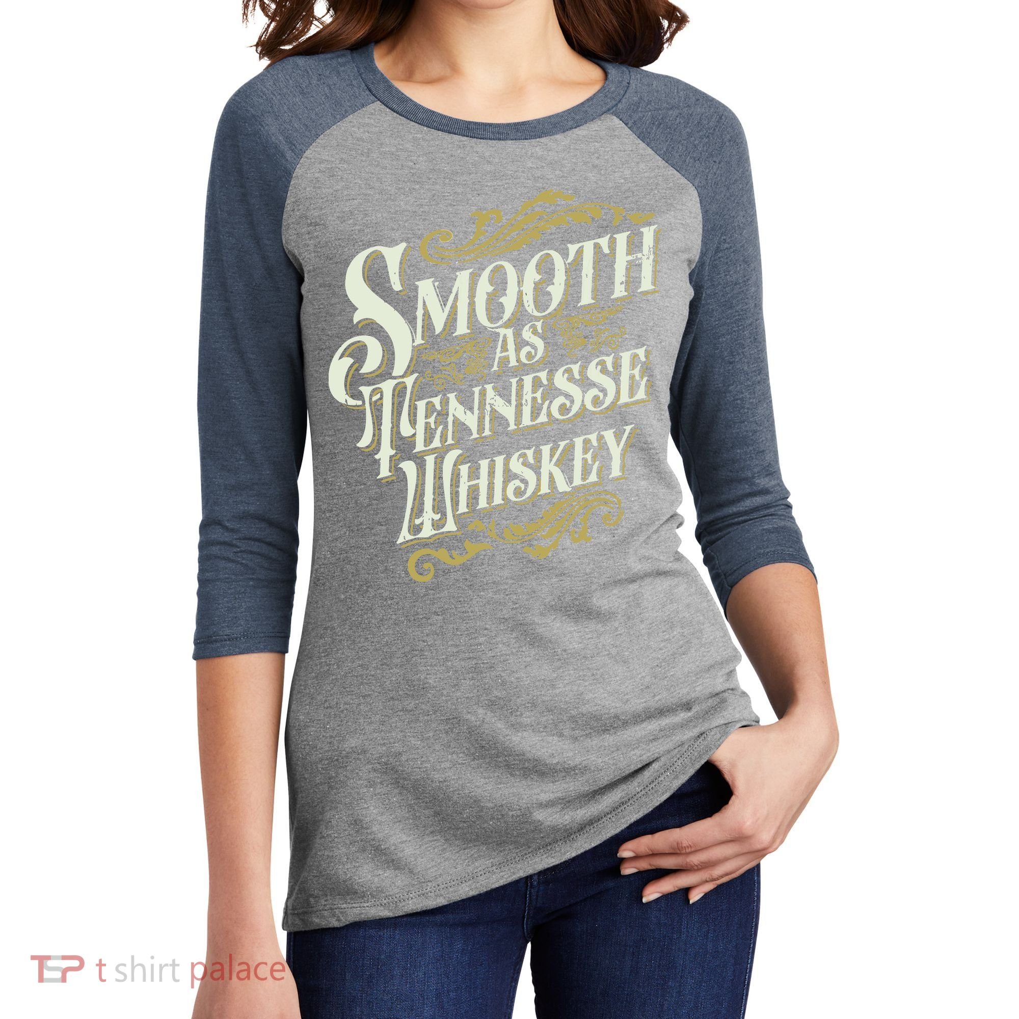 Smooth As Tennessee Whiskey Women's Tri-Blend 3/4-Sleeve Raglan Shirt