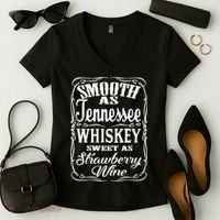 Smooth As Tennessee Whiskey Sweet As Strawberry Wine Women's V-Neck T-Shirt thumb 2