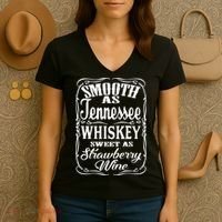 Smooth As Tennessee Whiskey Sweet As Strawberry Wine Women's V-Neck T-Shirt thumb 3