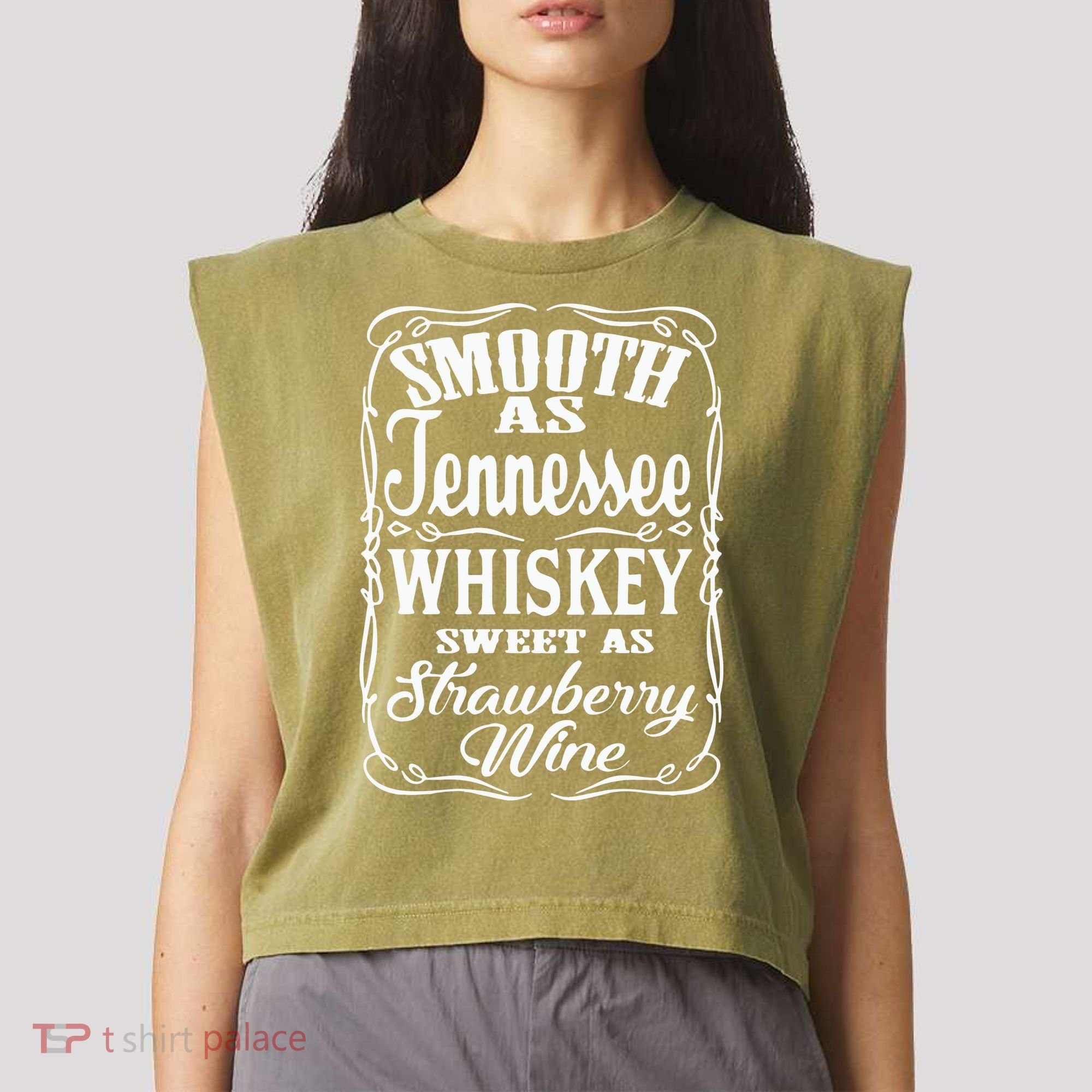 Smooth As Tennessee Whiskey Sweet As Strawberry Wine Garment-Dyed Women's Muscle Tee