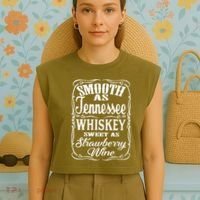 Smooth As Tennessee Whiskey Sweet As Strawberry Wine Garment-Dyed Women's Muscle Tee thumb 4