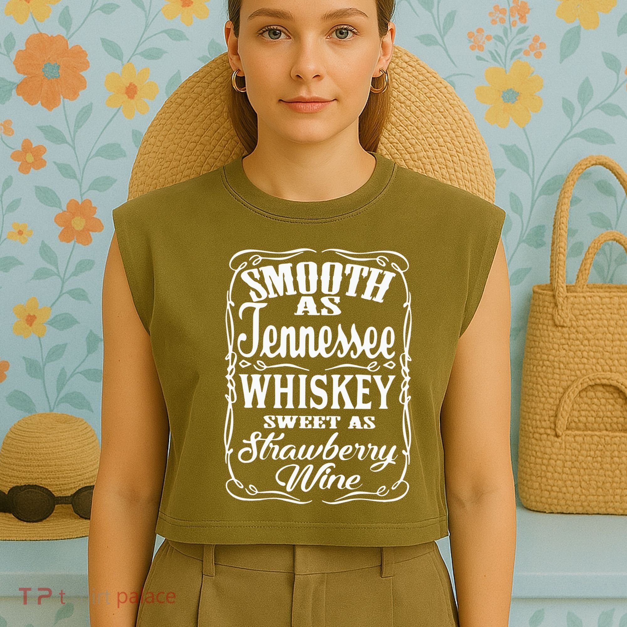 Smooth As Tennessee Whiskey Sweet As Strawberry Wine Garment-Dyed Women's Muscle Tee