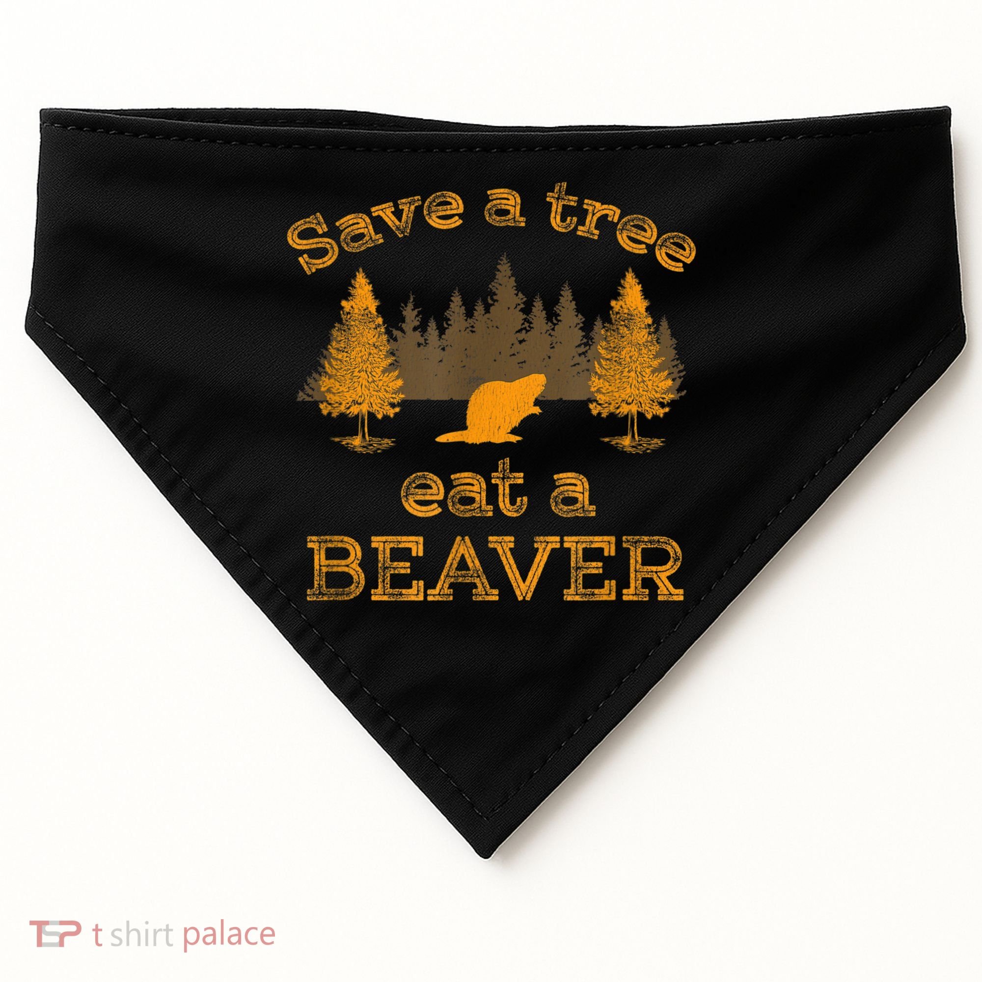 Save A Tree Eat A Beaver Funny Earth Day USA-Made Doggie Bandana