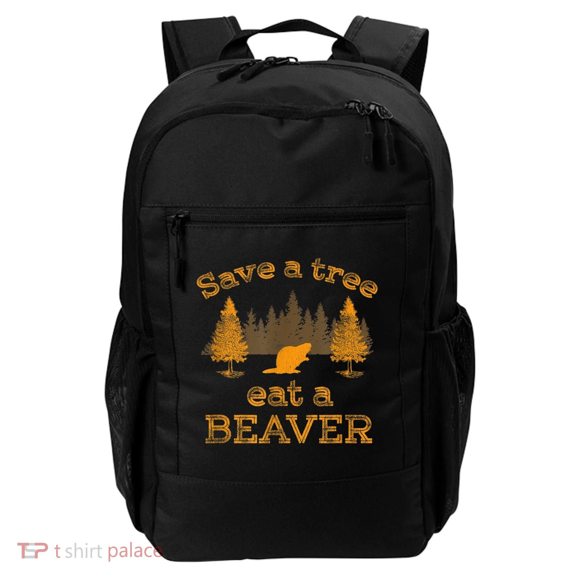Save A Tree Eat A Beaver Funny Earth Day Backpack