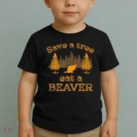 Save A Tree Eat A Beaver Funny Earth Day Toddler T-Shirt thumb 2