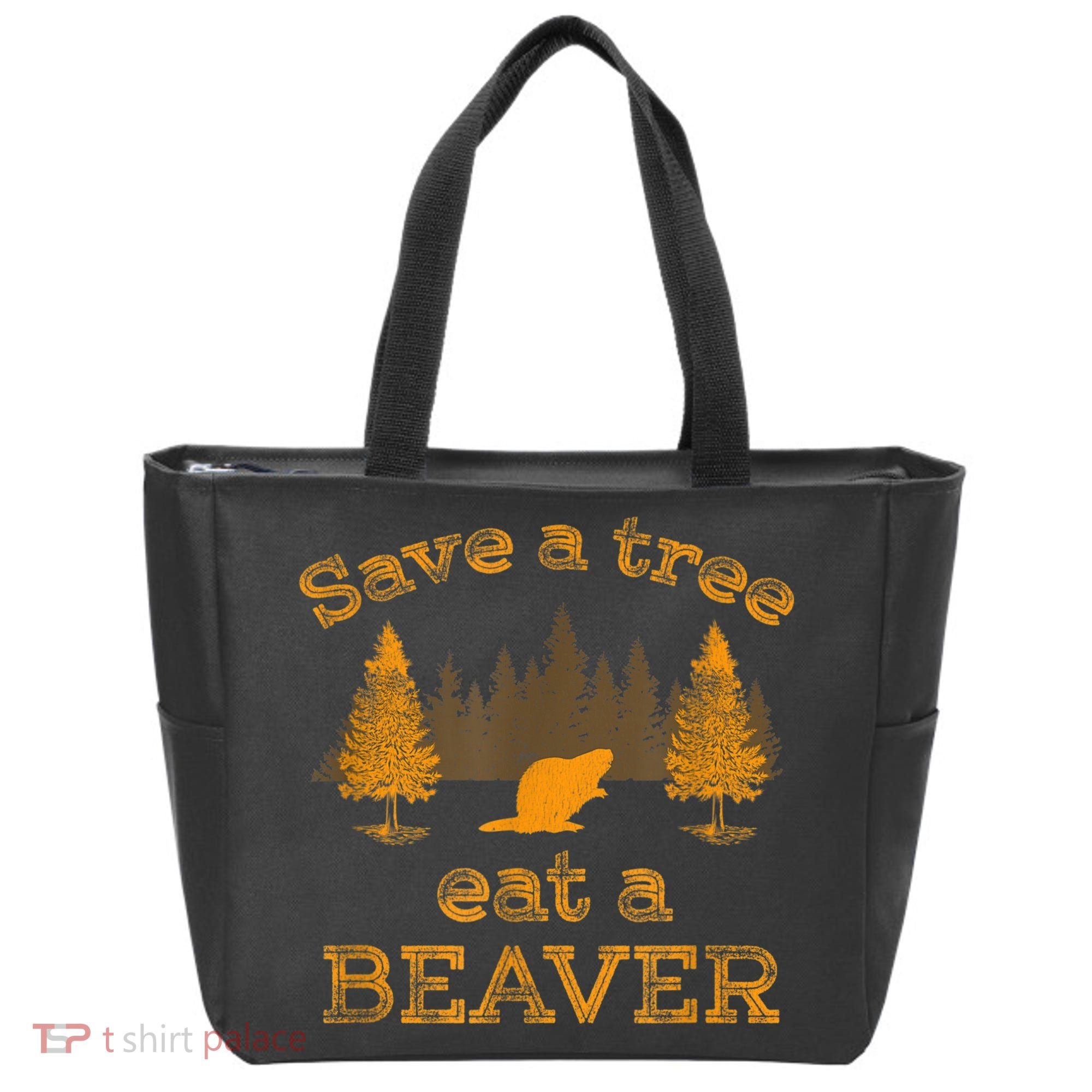 Save A Tree Eat A Beaver Funny Earth Day Tote Bag