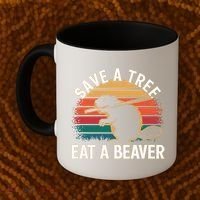 Save A Tree Eat A Beaver Cute Funny Nature Cute Gift Coffee Mug thumb 2