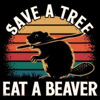 Save A Tree Eat A Beaver Cute Funny Nature Cute Gift Women's Hoodie thumb 2