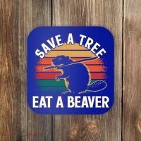 Save A Tree Eat A Beaver Cute Funny Nature Cute Gift Coaster thumb 0