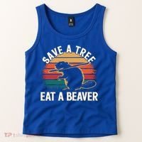 Save A Tree Eat A Beaver Cute Funny Nature Cute Gift Tank Top thumb 2