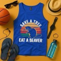 Save A Tree Eat A Beaver Cute Funny Nature Cute Gift Tank Top thumb 4