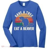 Save A Tree Eat A Beaver Cute Funny Nature Cute Gift Women's Long Sleeve Shirt thumb 0