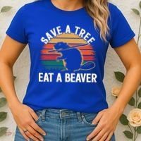 Save A Tree Eat A Beaver Cute Funny Nature Cute Gift Women's T-Shirt thumb 2