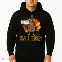 Save A Turkey Eat Pizza Funny Thanksgiving Hoodie thumb 2