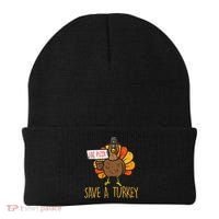 Save A Turkey Eat Pizza Funny Thanksgiving Beanie thumb 0
