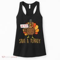 Save A Turkey Eat Pizza Funny Thanksgiving Women's Tank Top thumb 0