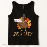 Save A Turkey Eat Pizza Funny Thanksgiving Tank Top thumb 2