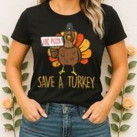 Save A Turkey Eat Pizza Funny Thanksgiving Women's T-Shirt thumb 2