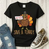 Save A Turkey Eat Pizza Funny Thanksgiving Women's T-Shirt thumb 3