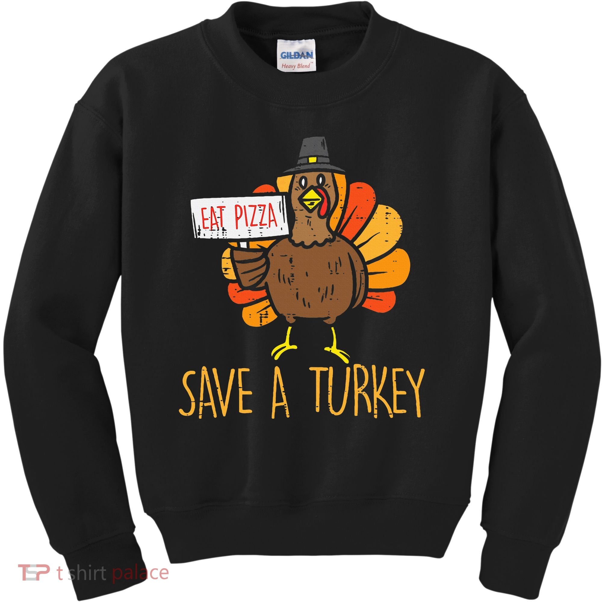 Save A Turkey Eat Pizza Funny Thanksgiving Kids Sweatshirt