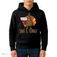 Save A Turkey Eat Pizza Funny Thanksgiving Kids Hoodie thumb 4