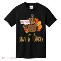 Save A Turkey Eat Pizza Funny Thanksgiving Kids T-Shirt thumb 0