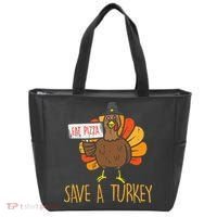 Save A Turkey Eat Pizza Funny Thanksgiving Tote Bag thumb 0