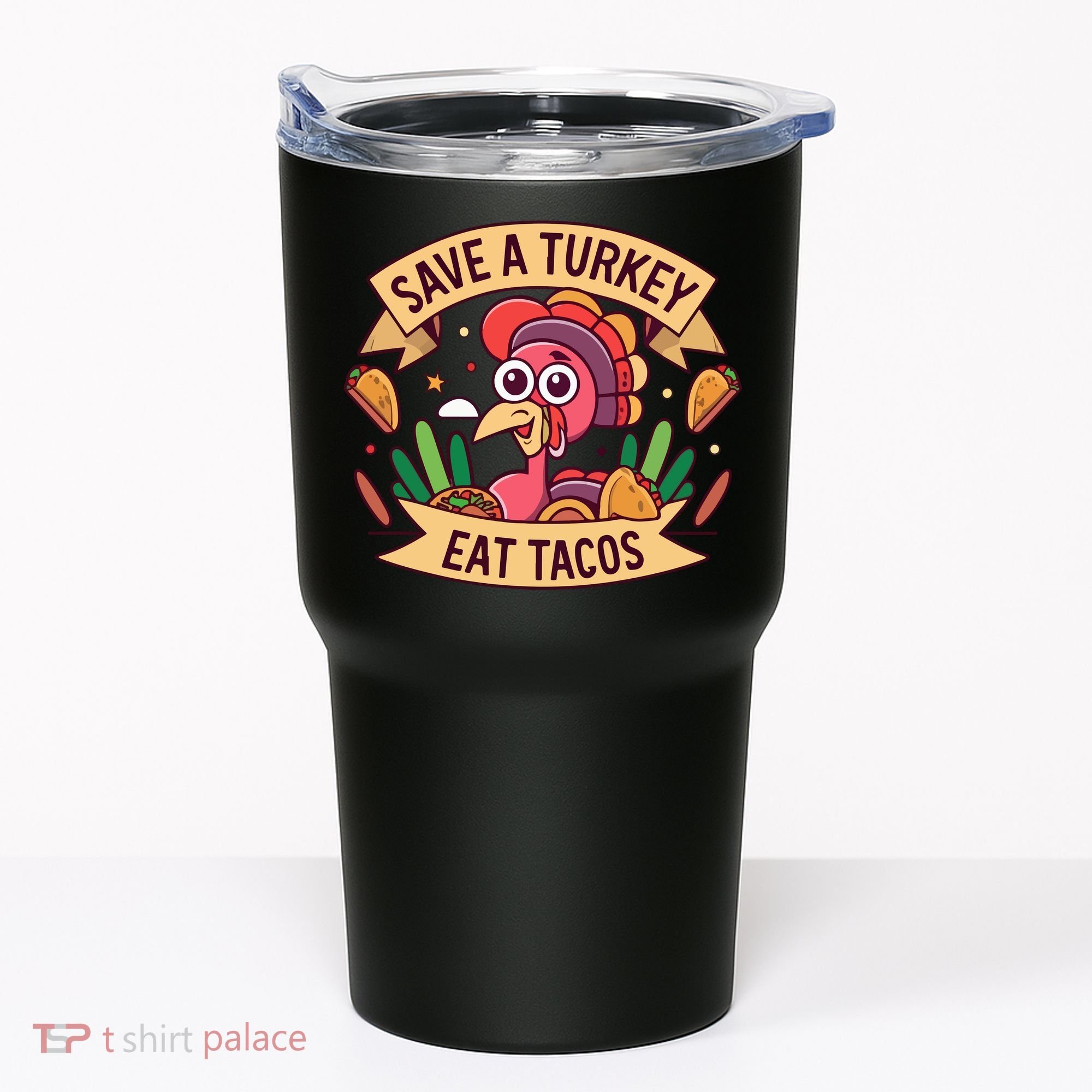 Save A Turkey Eat Tacos Funny Autumn Thanksgiving Groovy Tumbler