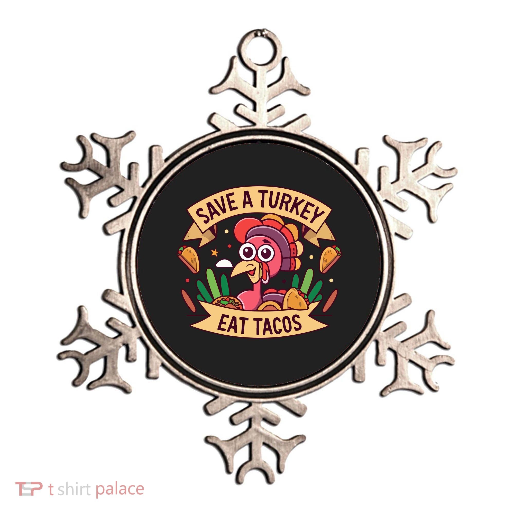 Save A Turkey Eat Tacos Funny Autumn Thanksgiving Groovy Ornament