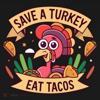 Save A Turkey Eat Tacos Funny Autumn Thanksgiving Groovy Ornament thumb 1