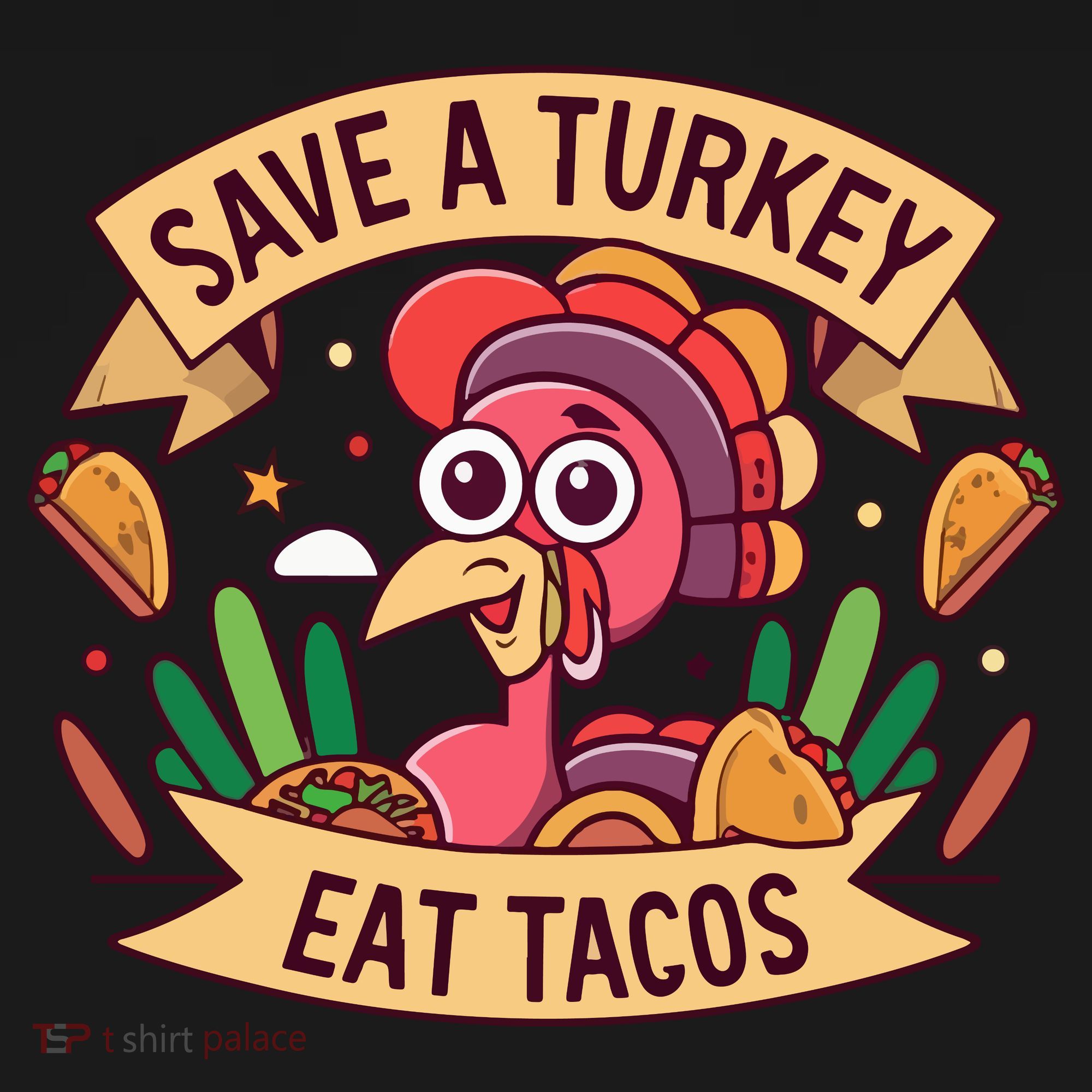 Save A Turkey Eat Tacos Funny Autumn Thanksgiving Groovy Ornament