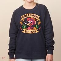 Save A Turkey Eat Tacos Funny Autumn Thanksgiving Groovy Women's Sweatshirt thumb 0