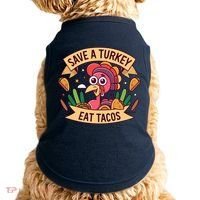 Save A Turkey Eat Tacos Funny Autumn Thanksgiving Groovy Doggie Tank thumb 0