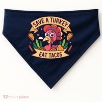 Save A Turkey Eat Tacos Funny Autumn Thanksgiving Groovy USA-Made Doggie Bandana thumb 0