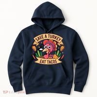 Save A Turkey Eat Tacos Funny Autumn Thanksgiving Groovy Hoodie thumb 0