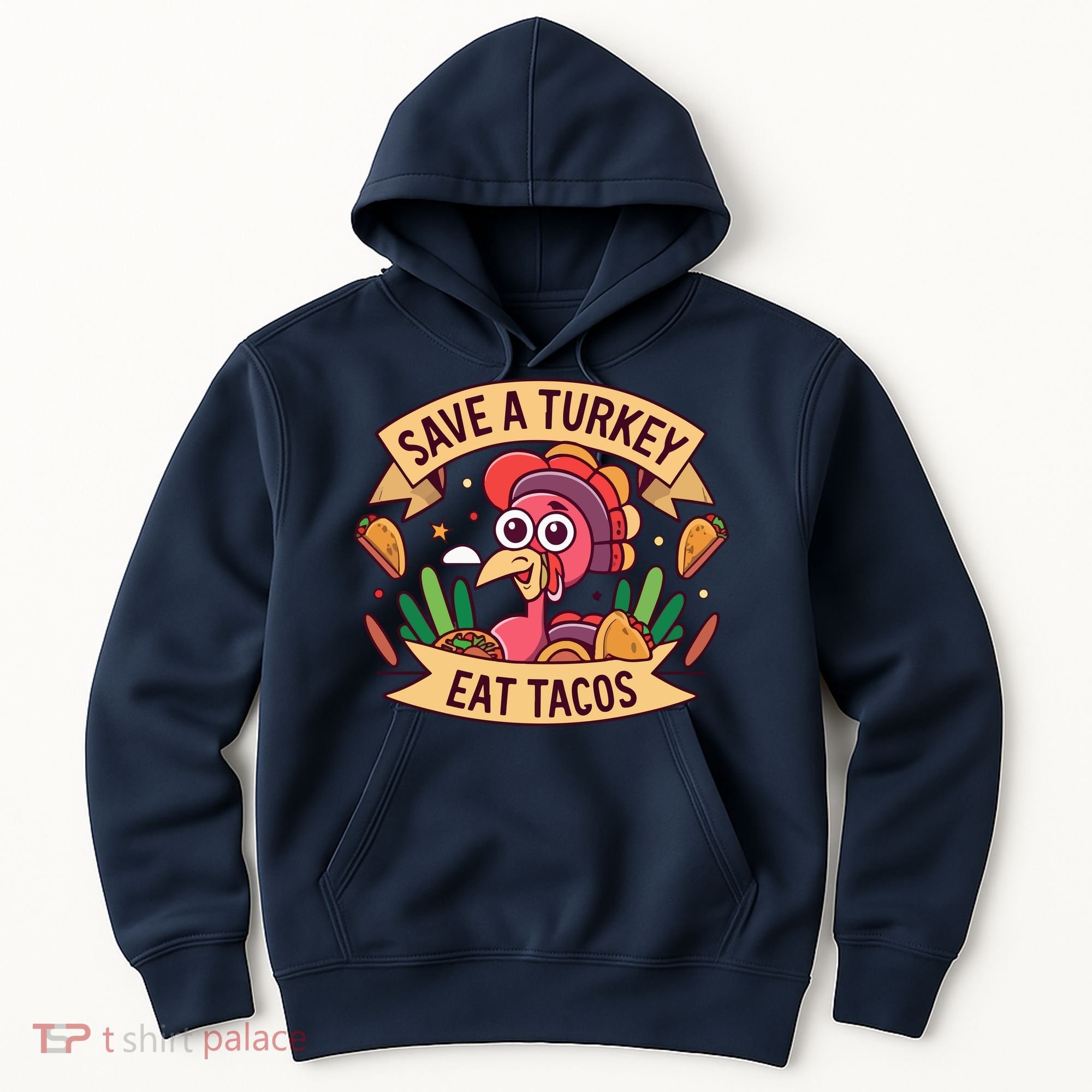 Save A Turkey Eat Tacos Funny Autumn Thanksgiving Groovy Hoodie