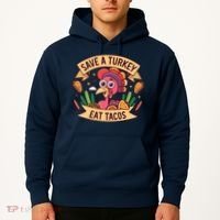 Save A Turkey Eat Tacos Funny Autumn Thanksgiving Groovy Hoodie thumb 2
