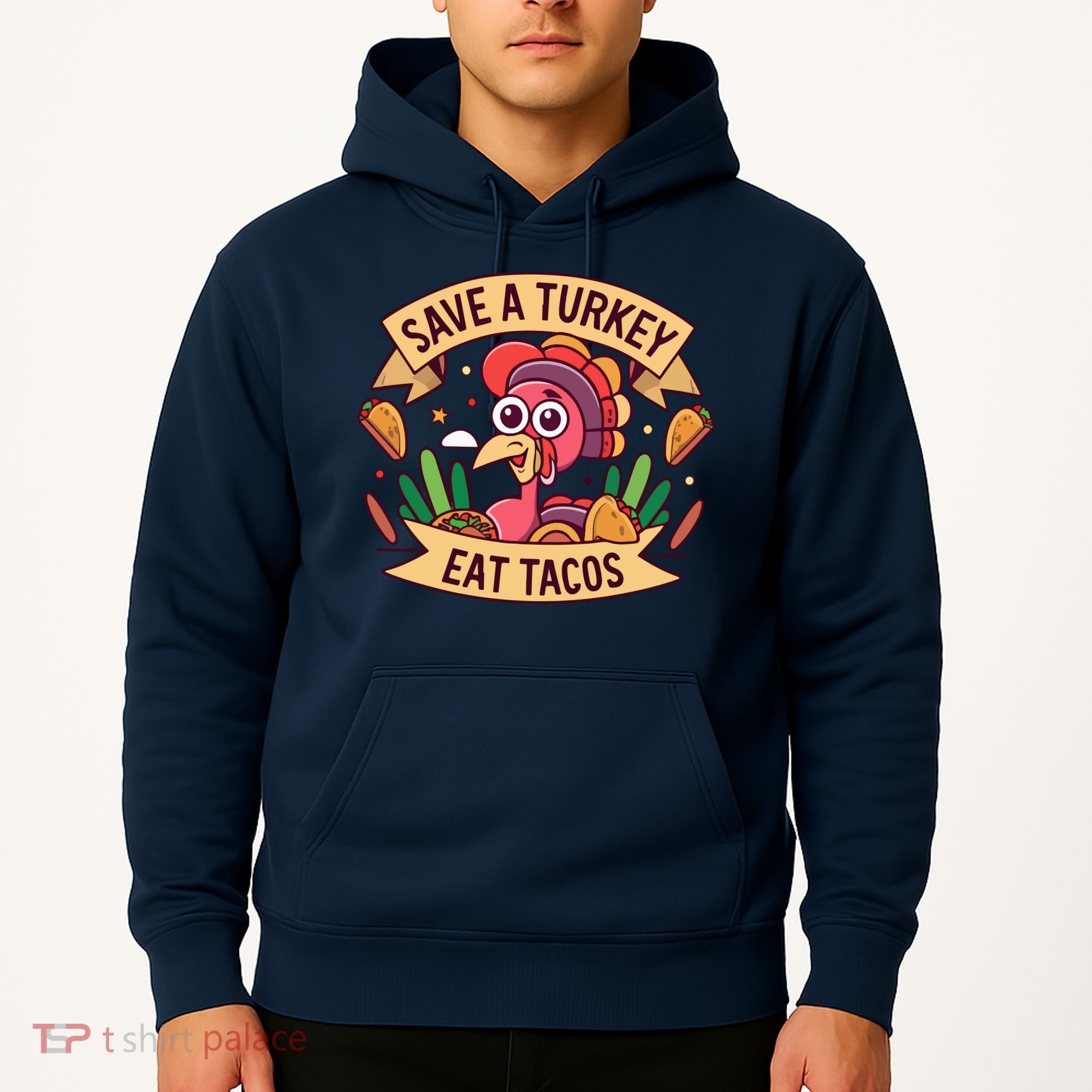 Save A Turkey Eat Tacos Funny Autumn Thanksgiving Groovy Hoodie
