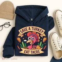 Save A Turkey Eat Tacos Funny Autumn Thanksgiving Groovy Hoodie thumb 4