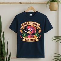 Save A Turkey Eat Tacos Funny Autumn Thanksgiving Groovy T-Shirt thumb 2