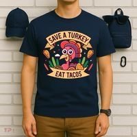 Save A Turkey Eat Tacos Funny Autumn Thanksgiving Groovy T-Shirt thumb 6