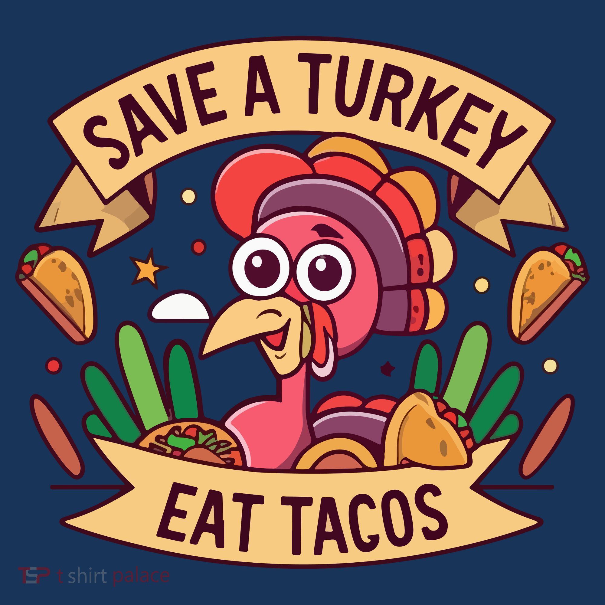 Save A Turkey Eat Tacos Funny Autumn Thanksgiving Groovy Women's Tank Top