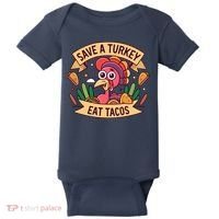 Save A Turkey Eat Tacos Funny Autumn Thanksgiving Groovy Baby Bodysuit thumb 0