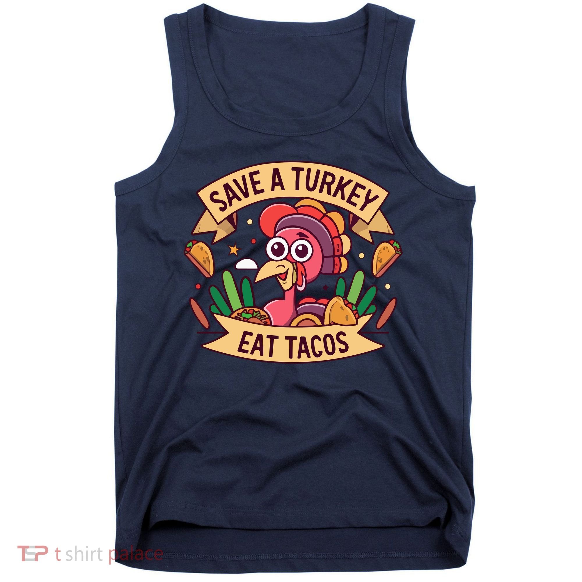 Save A Turkey Eat Tacos Funny Autumn Thanksgiving Groovy Tank Top