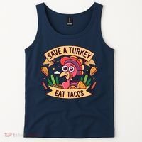 Save A Turkey Eat Tacos Funny Autumn Thanksgiving Groovy Tank Top thumb 2