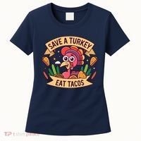 Save A Turkey Eat Tacos Funny Autumn Thanksgiving Groovy Women's T-Shirt thumb 0
