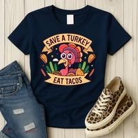 Save A Turkey Eat Tacos Funny Autumn Thanksgiving Groovy Women's T-Shirt thumb 3