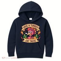 Save A Turkey Eat Tacos Funny Autumn Thanksgiving Groovy Kids Hoodie thumb 0