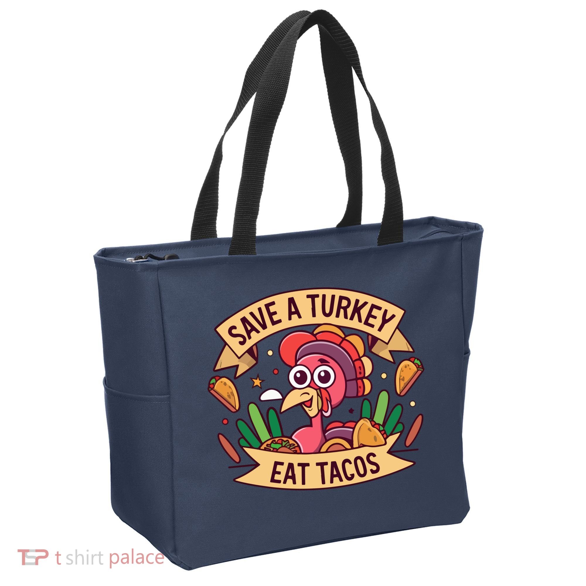 Save A Turkey Eat Tacos Funny Autumn Thanksgiving Groovy Tote Bag