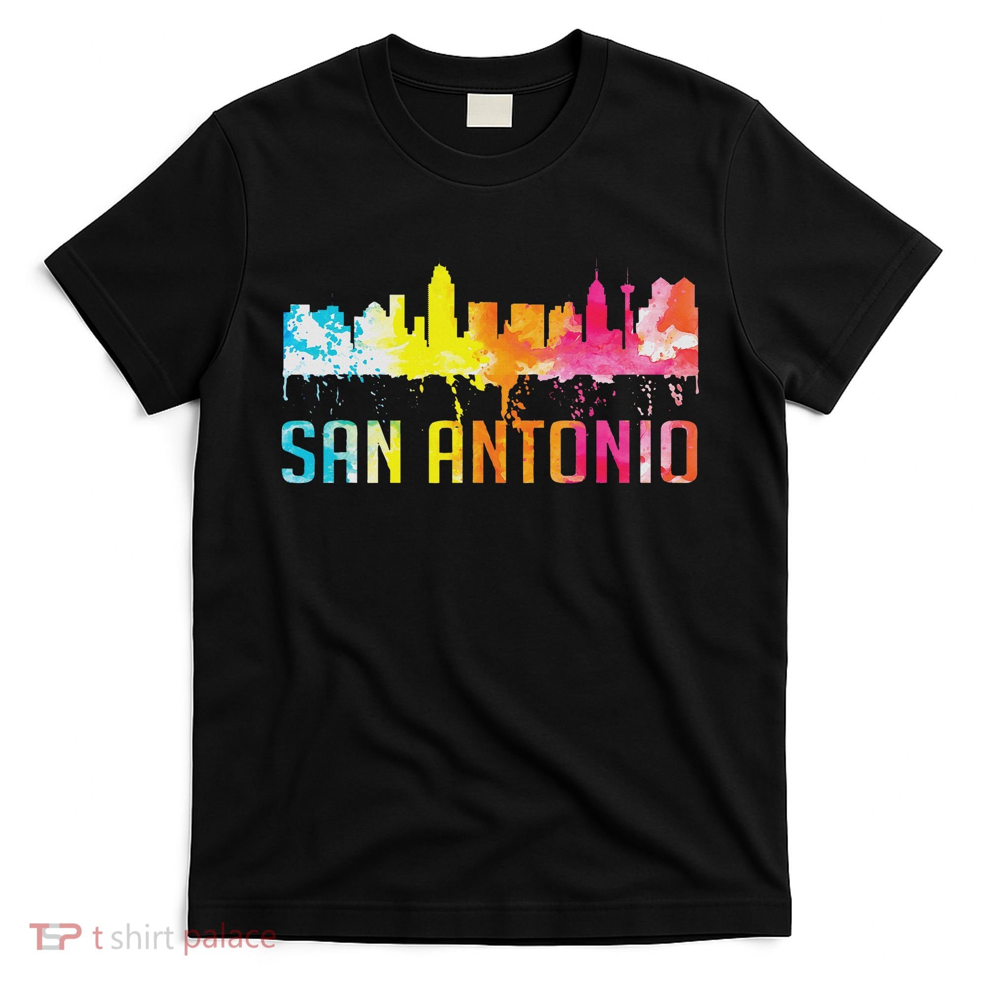San Antonio Texas Retro Watercolor City Skyline Art Souvenir T-Shirt